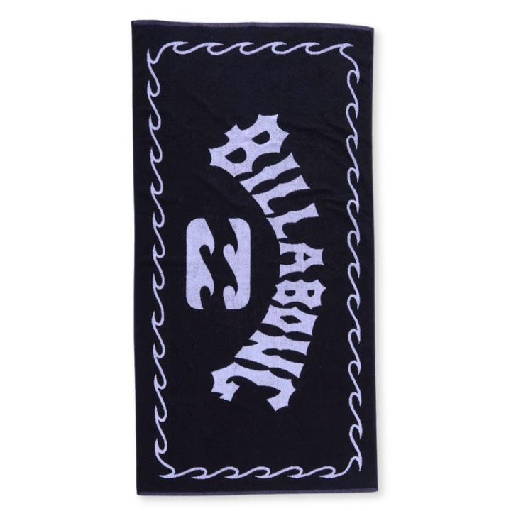 Плажна кърпа Billabong, черна, 100% памук, дизайн с голямо лого, голям размер