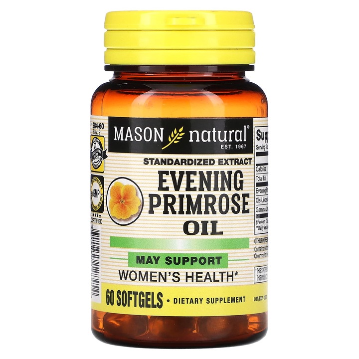 Ulei de galbenele, Mason Natural, 60 capsule, pentru echilibru hormonal, 500mg