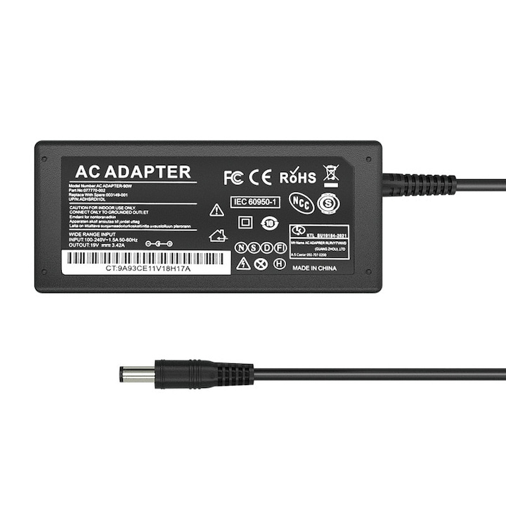 Incarcator laptop Rqiurpn 65W 4.0x1.7mm, compatibil cu Lenovo Ideapad Yoga, Flex, 20Vx3.25A, Negru
