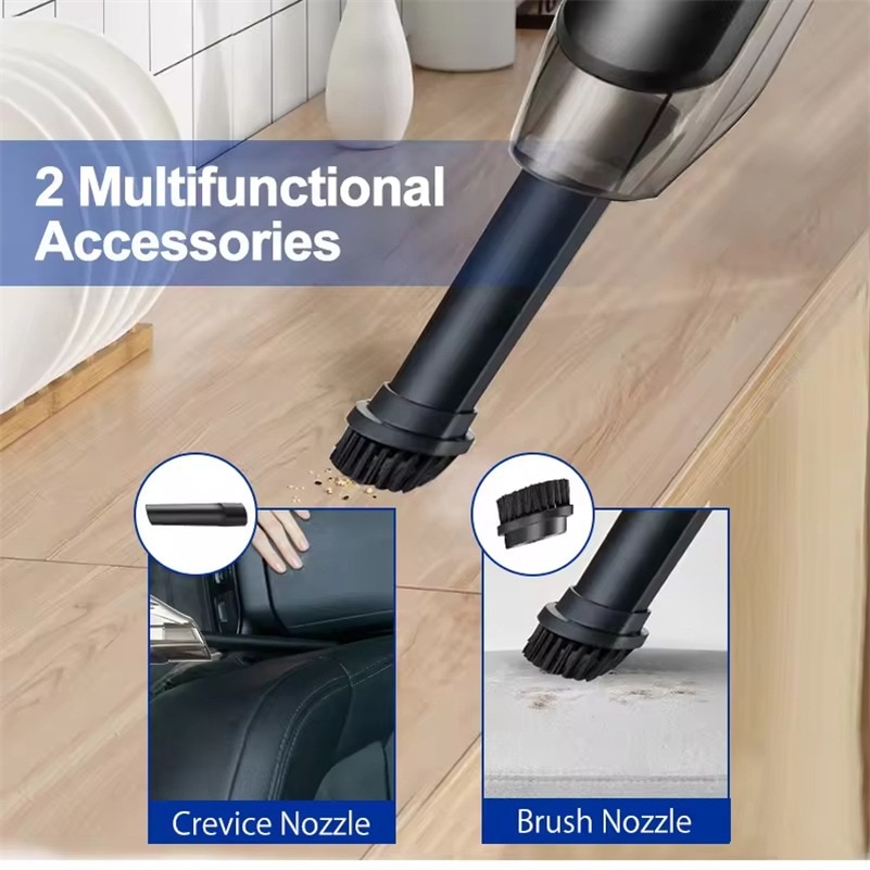 Aspirator Portabil pentru Casa si Masina, ORBER, fara fir, cu motor periat, aspirator umed si uscat, 13000 Pa, 3 baterii reincarcabile de 2000 Mah, 40 W, hepa de curatare detasabil, negru