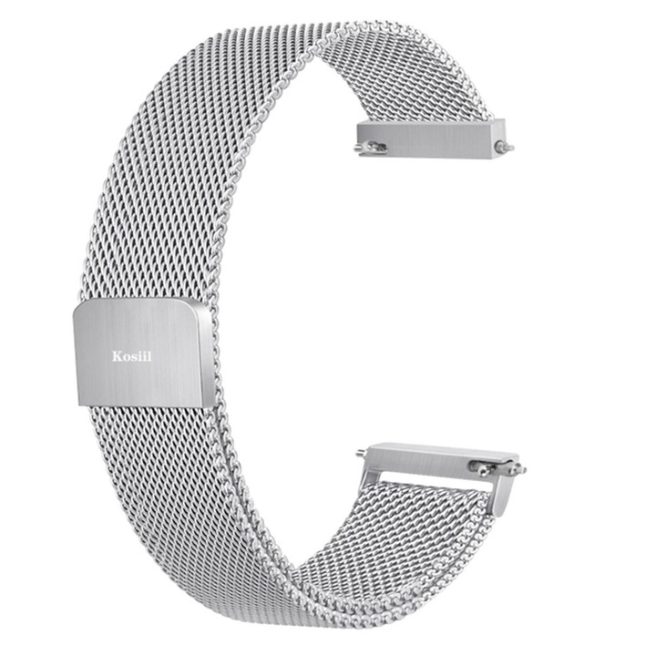 Bratara smartwatch Kosiil Milanese metalica ajustabila argintiu 20mm compatibila cu Samsung Galaxy Watch 4 5 40/42/44/46/45 / Galaxy Watch Active 2 40mm / 44mm / Huawei Watch GT 2 42mm / GT 3 42mm, 20mm