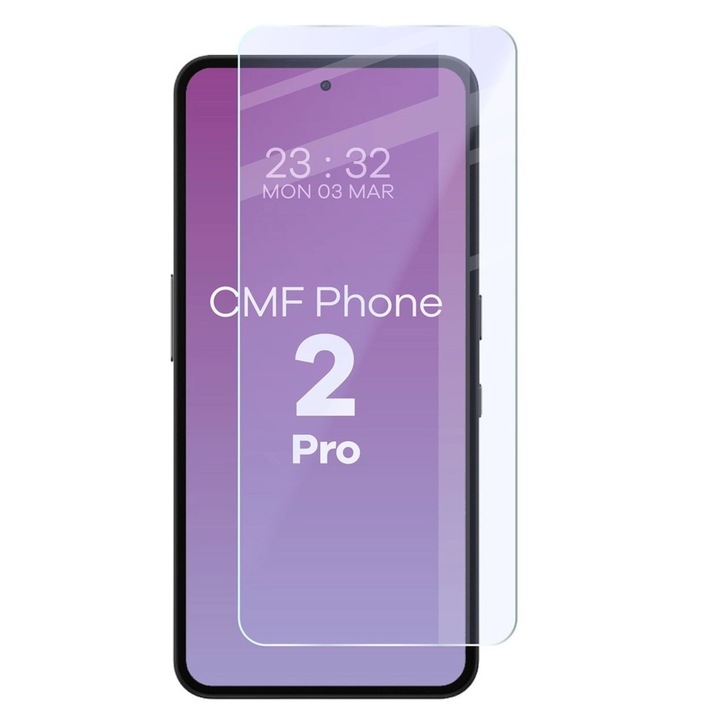 Folie pentru Nothing CMF Phone 2 Pro, SKYDDAR INNOVATION, Protectie 9H, 0.3mm, Clear Vision, set cu sticker, Transparent