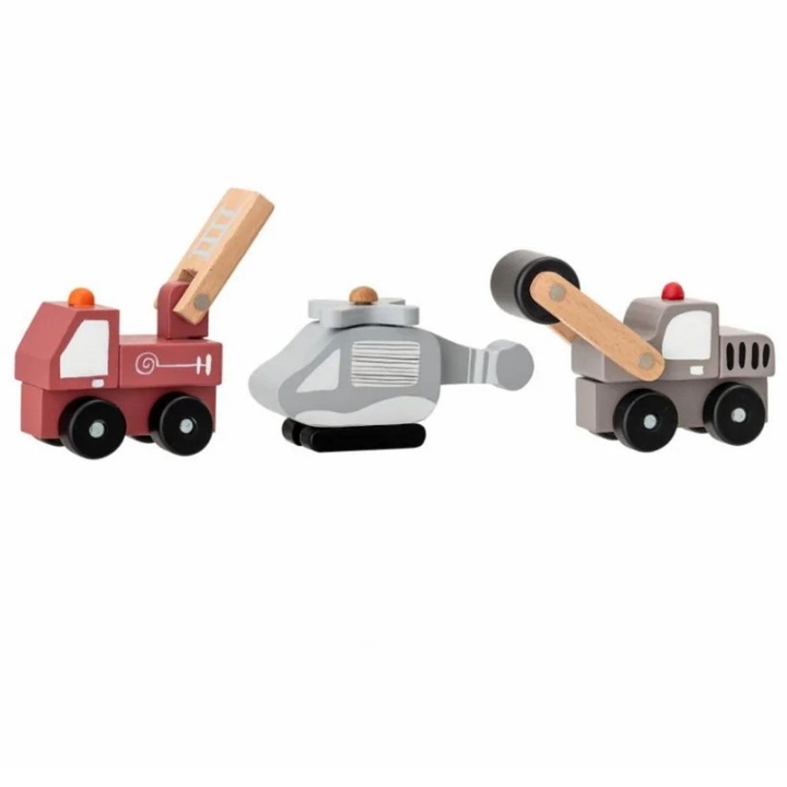 Set de vehicule din lemn Bloomingville, 3 piese, multicolor