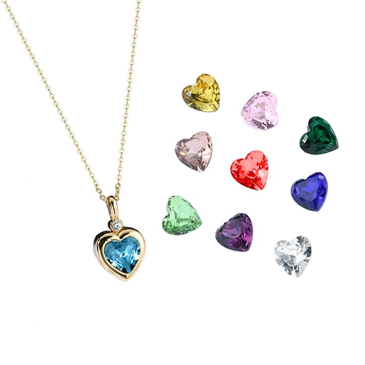 Colier cu pandantive din piatra pretioasa, set 10 bucati, inox, auriu, lungime 46+6 cm