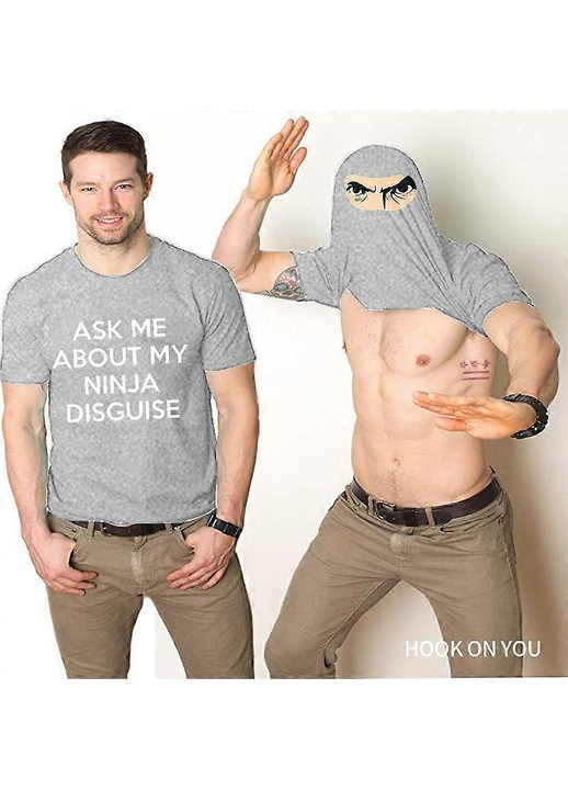 Férfi póló, grafikával, szürke, poliészter, 4XL INTL