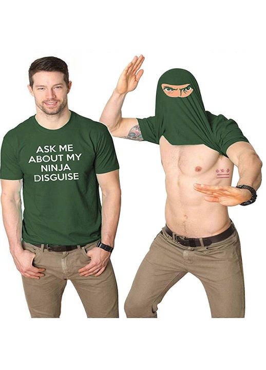 Tricou barbati, grafic, verde, poliester, 4XL INTL