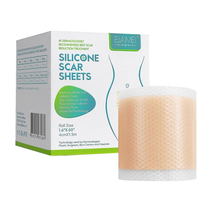 Pachet de plasturi din silicon, 5 bucati, 1.5m, pentru cicatrici, reutilizabili, 50x50x55mm