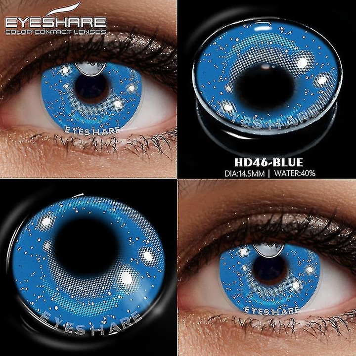 Set 2 lentile de contact colorate, WX12, 14.5mm, 0.04-0.06mm, Albastru