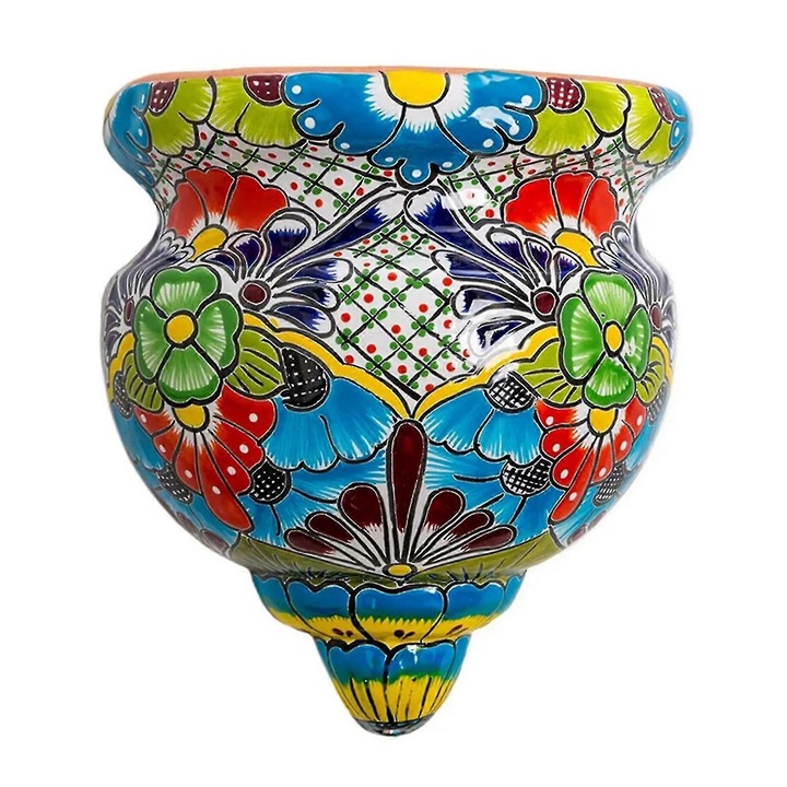 Ghiveci de flori, rasina, handmade, 19x16x8cm, multicolor