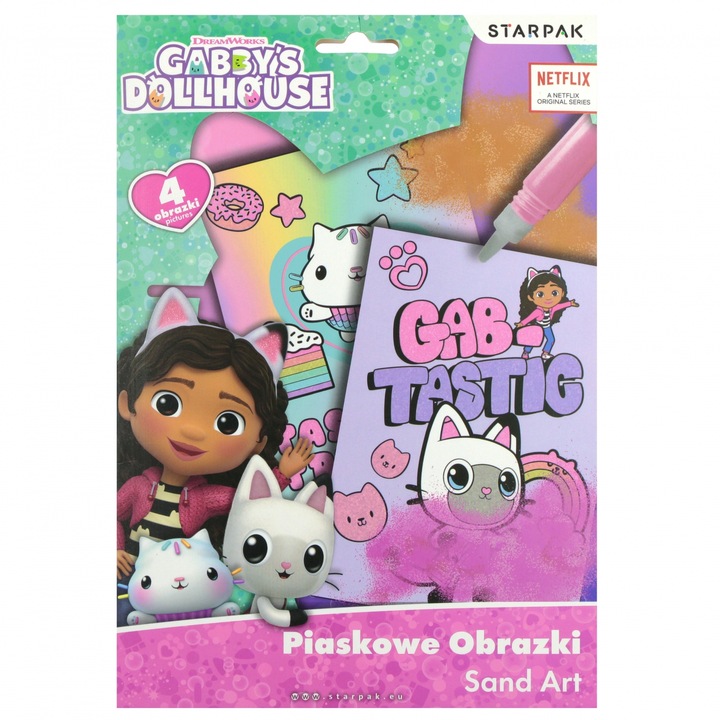 Set creativ Starpak, imagini cu nisip, 4 foi de colorat, 5 tuburi de nisip, 14x10x1cm
