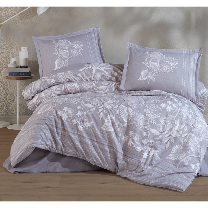 NufJoy® 100% PAMUT RANFORCE franciaágynemű, 4 darabos, King Size, Lepedő 240x260 cm, Paplanhuzat 200x220 cm, 2 párnahuzat 50x70, Prémium minőség, Ajándékdoboz, Fekete
