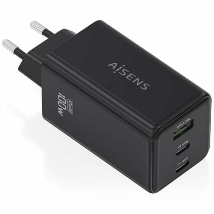Incarcator fara fir Aisens, 100 W, negru, USB 2.0, USB-C x 2