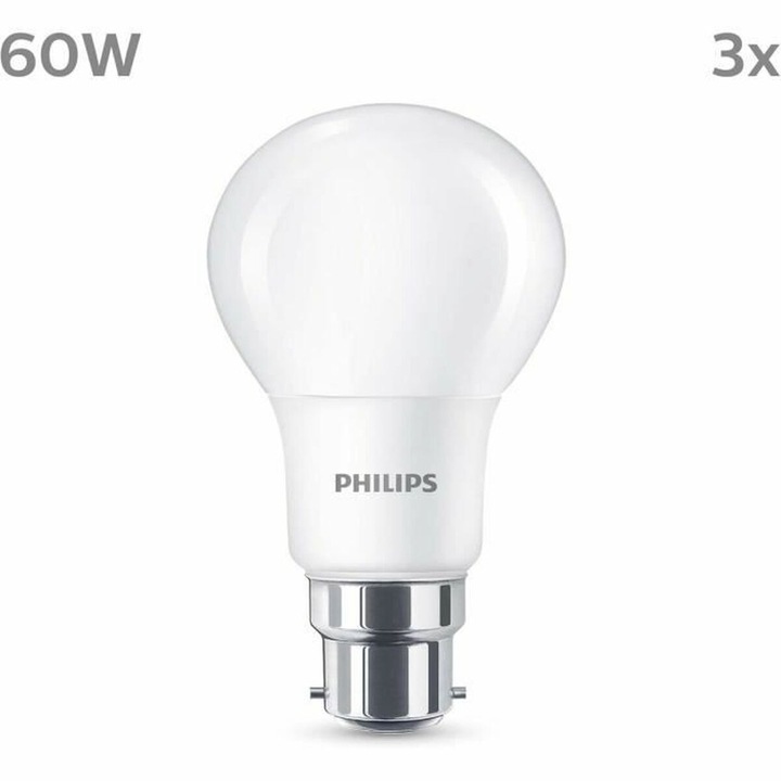 LED крушка Philips 60 W, 3 броя, светло зелена, 8 W, B22