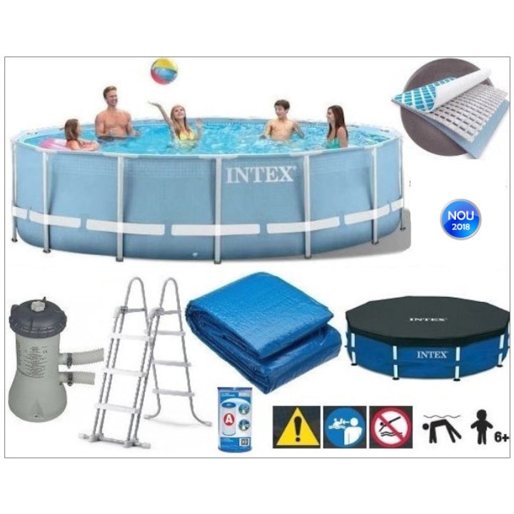 Басейн Intex Prism Frame с метална рамка 457x122 см. Включена филтърна система. 26736NP / 26726