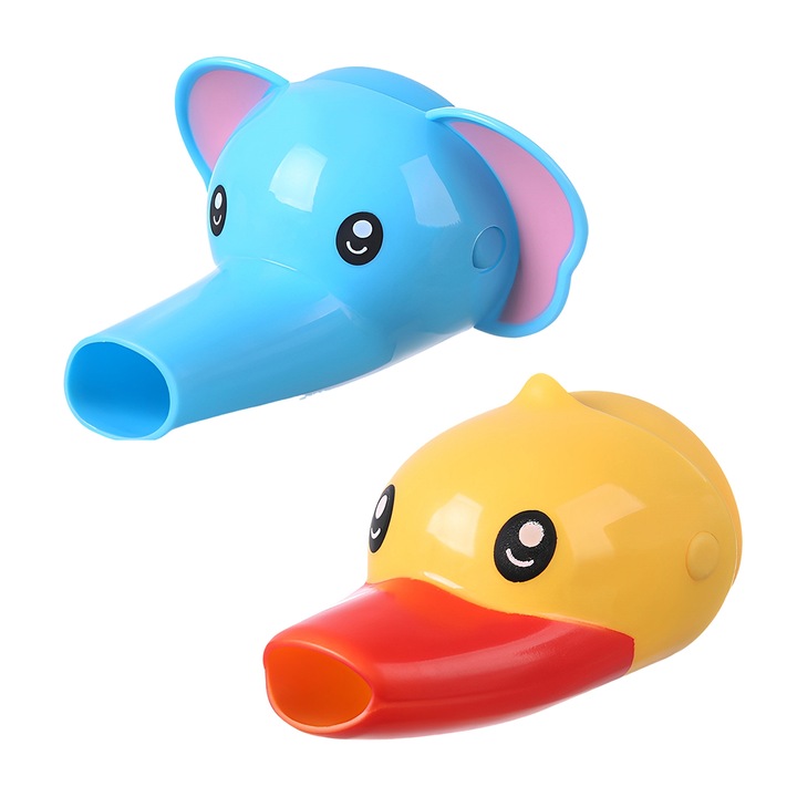 Set 2 extensii robinet TREXORA elefant rata silicon albastru galben