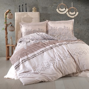 Lenjerie pat dublu NufJoy® 100% BUMBAC RANFORCE, 4 Piese, King Size, cearsaf pat 240x260 cm, pilota 200x220 cm, 2 fete perne 50x70, Calitate Premium, Cutie Cadou Mahfer