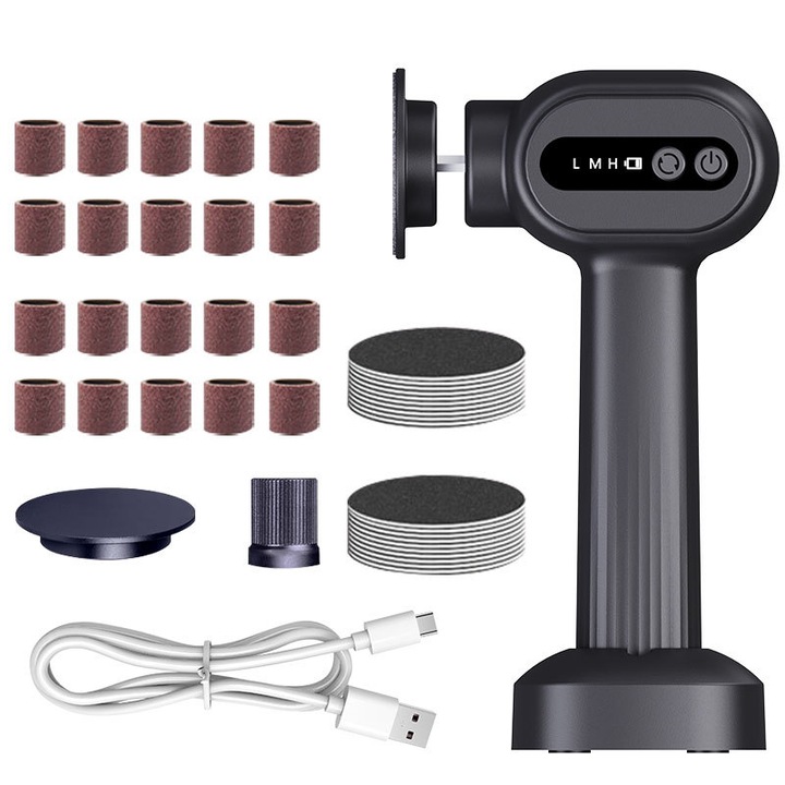 Dispozitiv electric pentru indepartarea calusurilor, 2 in 1, cu viteza ajustabila, fara fir, 60 de capete de schimb