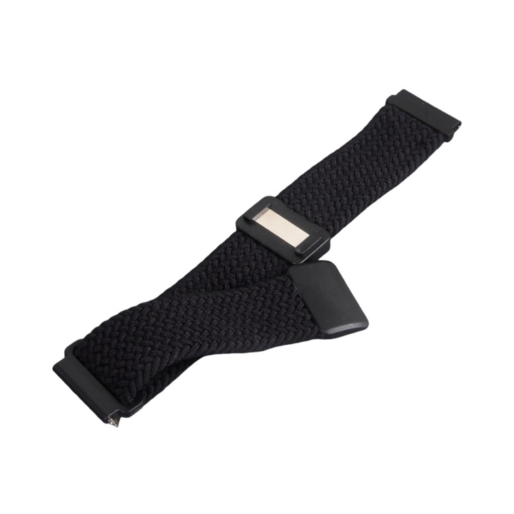 Curea ceas impletita magnetica compatibil Garmin FENIX 5 / 6 / 6 Pro / 7 / 7 Pro, KATITFENXK®, 22mm, Negru