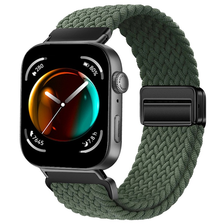 Магнитна плетена каишка за часовник, съвместима с Huawei Watch Fit 4/Fit4 Pro/Fit 3, KATITFENXK®, Лесна за инсталиране, Зелена