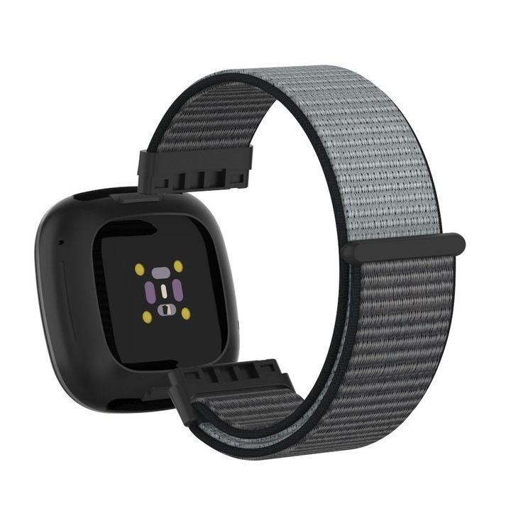 Mágneses fonott óraszíj, kompatibilis a Google Fitbit Versa 4/Versa 3 készülékkel, KATITFENXK®, Könnyen felhelyezhető, Szürke