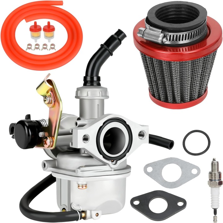 Carburator PZ19 cu cablu choke pentru ATV-uri si motociclete chinezesti 50-125cc, set complet, diametru 19mm, rosu