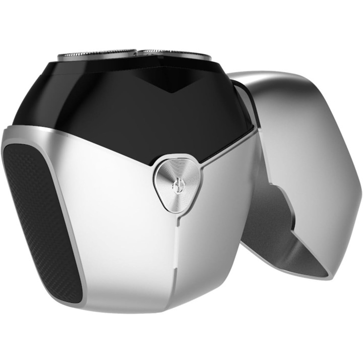 Aparat de ras electric unisex portabil cu cap magnetic, incarcare Type-C, utilizare umeda/uscata, argintiu