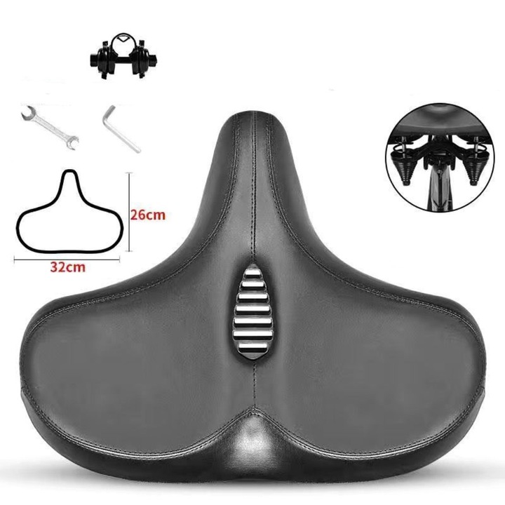 Изключително широка, удобна, ергономична, водоустойчива велосипедна седалка, 28x25 см
