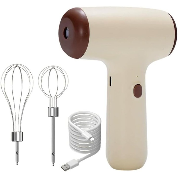 Mixer electric fara fir, 1200mAh, 5 viteze, cu suport pentru bol, portabil