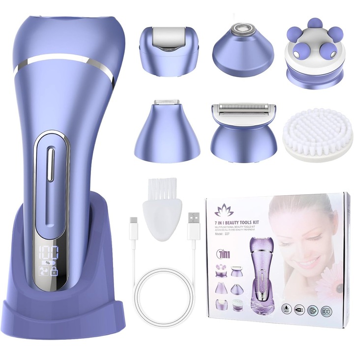 Епилатор за жени, 7 в 1 устройство за обезкосмяване за жени, безболезнена електрическа самобръсначка за жени, тример за бикини линия, безжична самобръсначка-епилатор за бикини