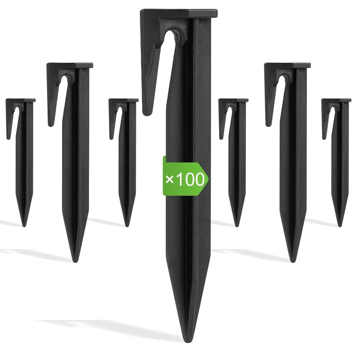 Set 100 tarusi pentru gazon, rezistenti la intemperii, 8.5cm