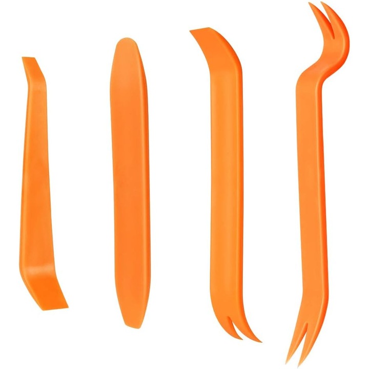 Set de unelte pentru indepartarea tapiteriei auto, 4 piese, unelte pentru instalarea radio si panouri de usi, plastic