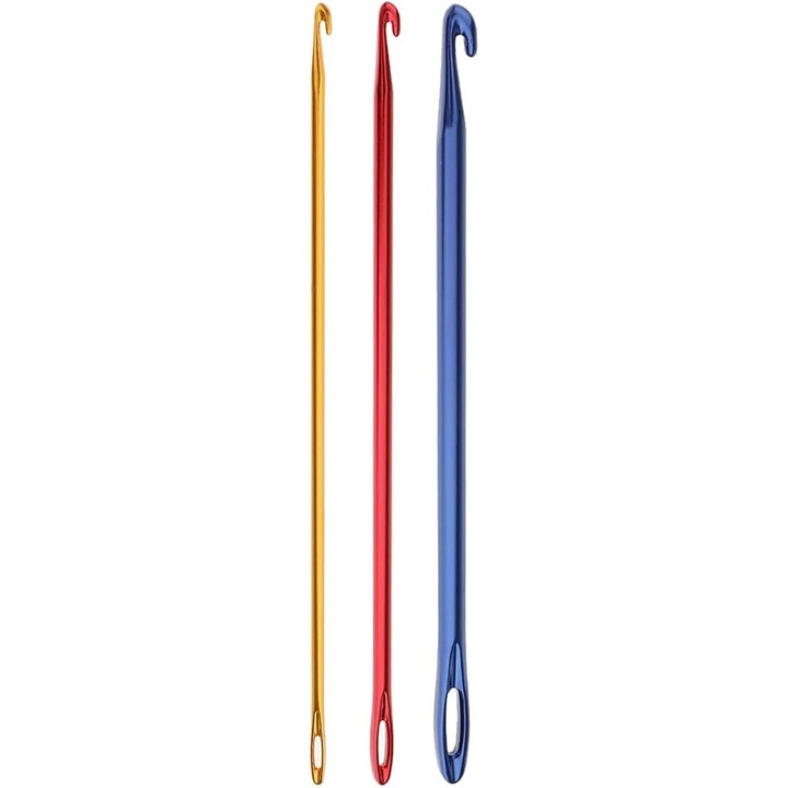 Set de 3 crosete din aluminiu pentru crosetat, unelte de tricotat, 3 dimensiuni, multicolor