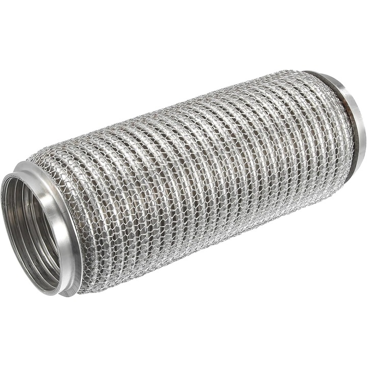 Rugalmas kipufogócső autókhoz, 20x4x5cm, rozsdamentes acél, tartós, ezüst színű