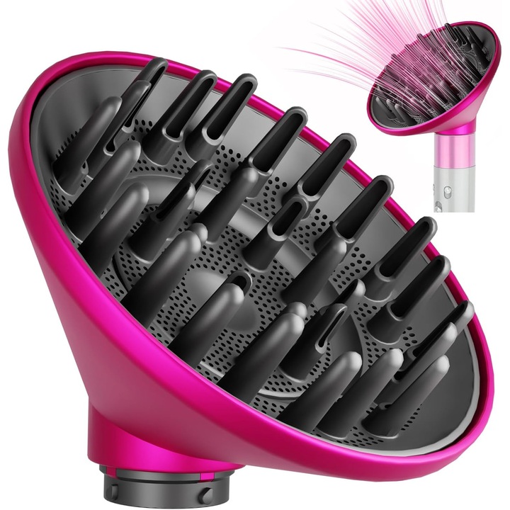 Nagy diffúzor Dyson Airwraphez, göndör hajra tervezve, csökkenti a göndörödést, kompakt