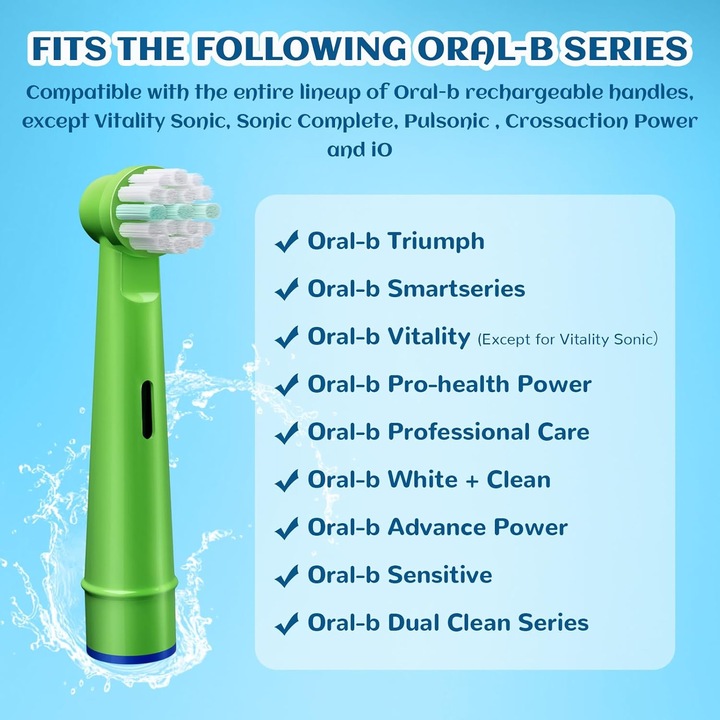 Комплект от 20 глави за електрическа четка за зъби, съвместими с Oral-B, различни цветове, меки влакна