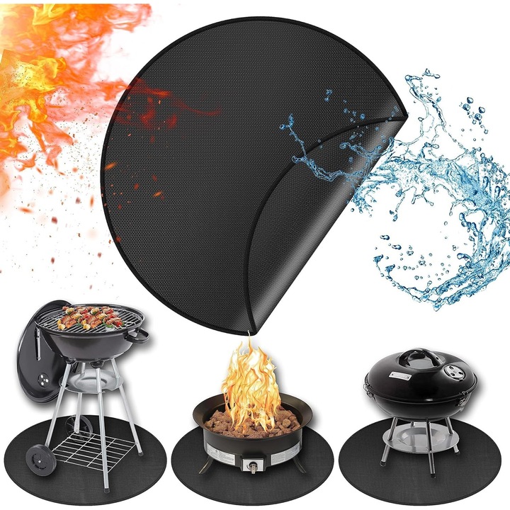 Covor de protectie pentru foc, 48", 3 straturi, rezistenta la foc, impermeabila, pentru gratar, camping