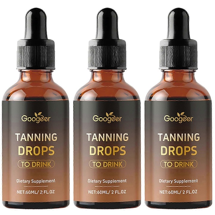 Googeer ehető önbarnító cseppek, 3 darab, napmentes, vegán formula, 60ml, 3.4x3.4x12cm