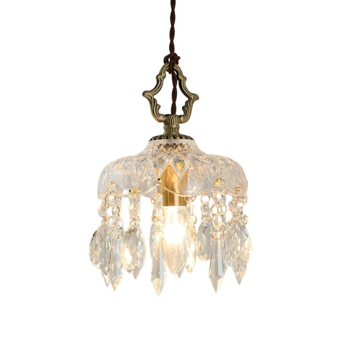 Lustra moderna cu abajur 15.24x24cm, sursa de lumina E12, design elegant, set de montaj inclus