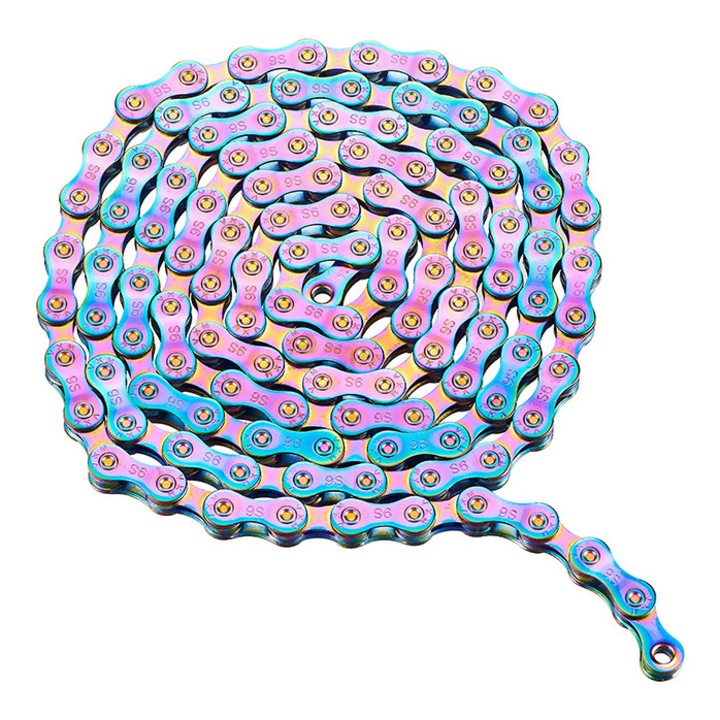 Lant bicicleta 6/7/8 viteze, 116 linkuri, 1/2" x 11/128, multicolor, usor de instalat