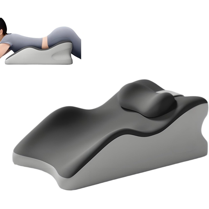 Ergonomikus párna, deréktámasz, ergonomikus kialakítás, szürke, 50x30cm