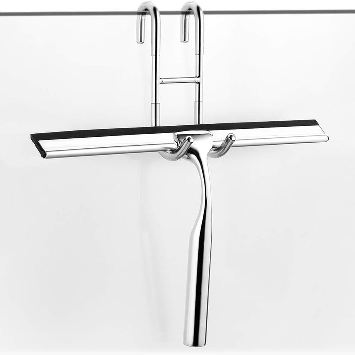 Racleta de dus din otel inoxidabil 25cm, racleta de dus fara gaurire, racleta de baie montata pe perete, pentru curatarea oglinzilor si ferestrelor din baie