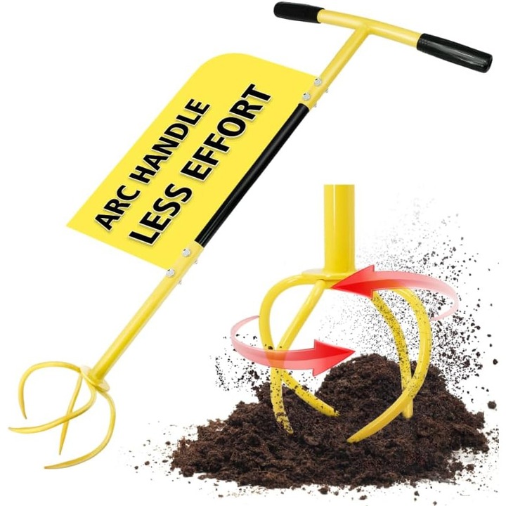 Cultivator manual pentru gradina, 45cm, maner ergonomic, otel