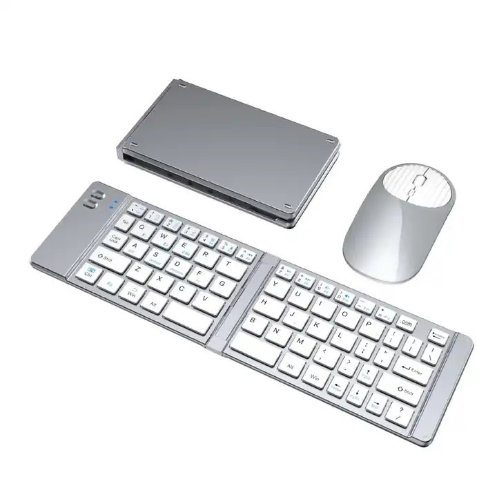 Set tastatura, mouse Bluetooth pliabil, portabil, 2.4G + Dual Bluetooth, silentios, incarcabil, 360g