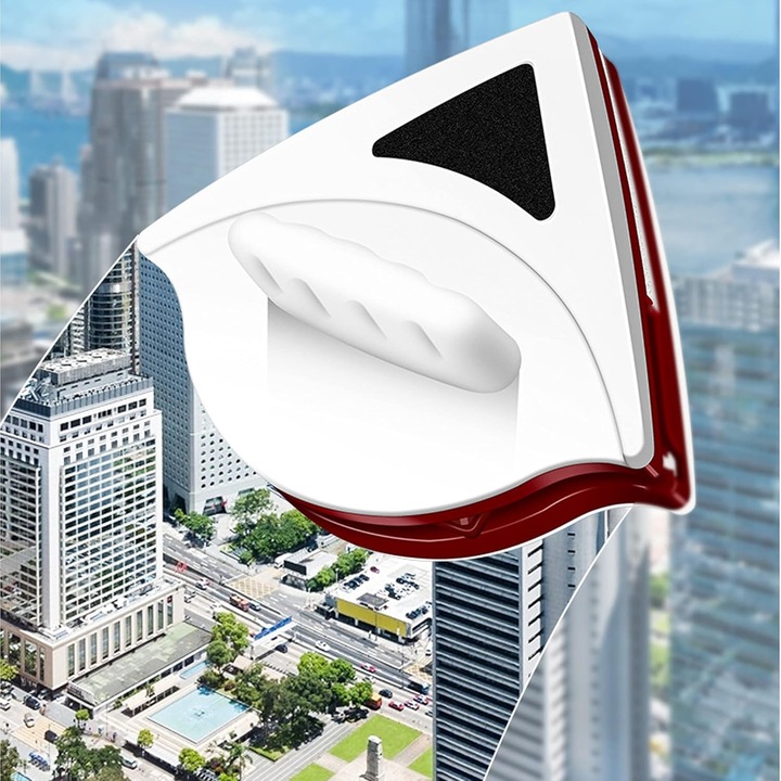 Stergator geam magnetic cu design dublu fata, 24 de pad-uri de curatare, 3-8 mm, plastic de calitate