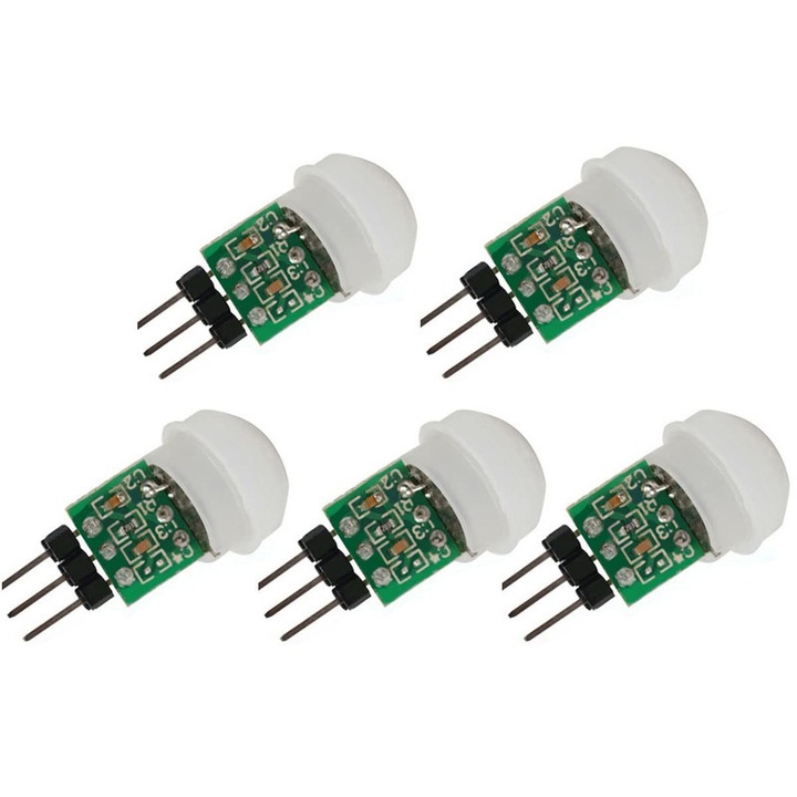5 db AM312 IR mozgásérzékelő készlet, mini detektor, automata, infravörös, 2.7-12V