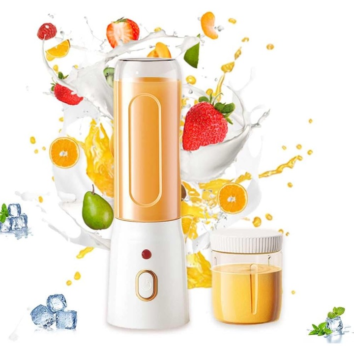 Hordozható turmixgép, 16 oz, 2 pohárral (nagy és kicsi), USB-ről tölthető, 10 pengés, shake-ekhez és smoothie-khoz