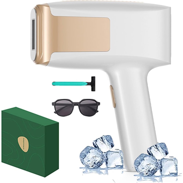 Epilator IPL, 999.000 de flash-uri, 4 moduri, 5 niveluri de energie, fara durere, pentru fata, axile, picioare si intregul corp