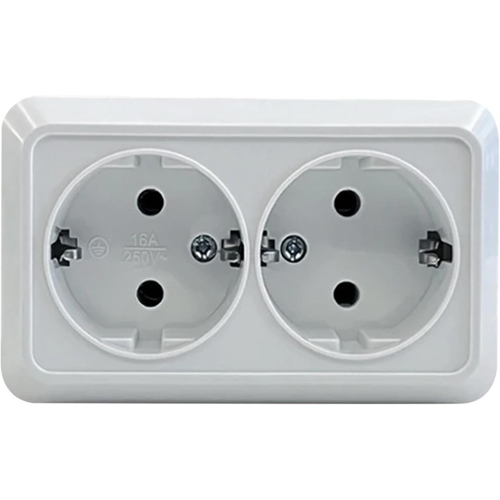 Priza europeana cu 2 iesiri, adaptor de calatorie, 250V, 16A, impermeabil, model francez