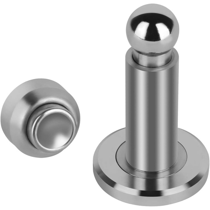 Mágneses ajtóütköző, állítható magasság 8-12,6 cm, 304 rozsdamentes acél, falra és padlóra szerelhető, ezüst