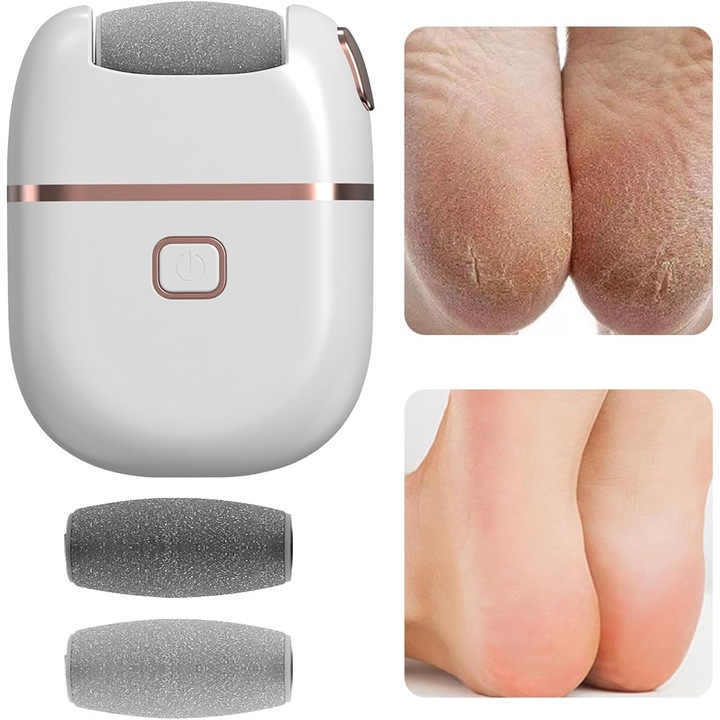 Pila cosmetice electrica, 2 viteze ajustabile, 2 capete interschimbabile, reincarcabil, pentru pedichiura acasa